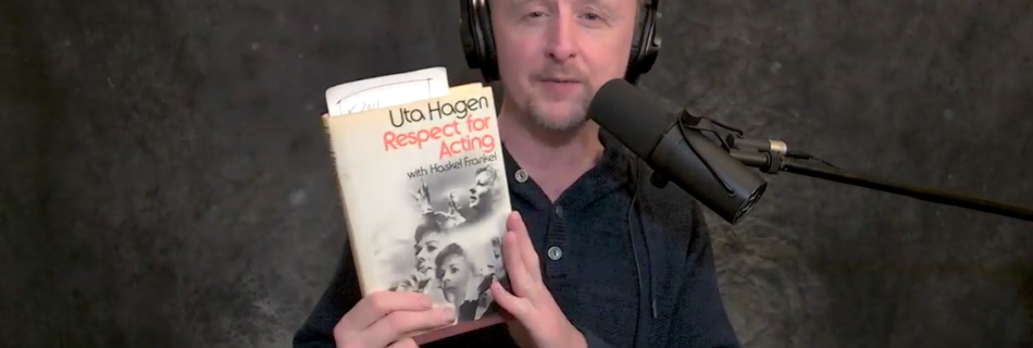 Paul Cram holding book "respect for acting"